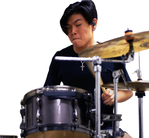 adult drummer learning drums